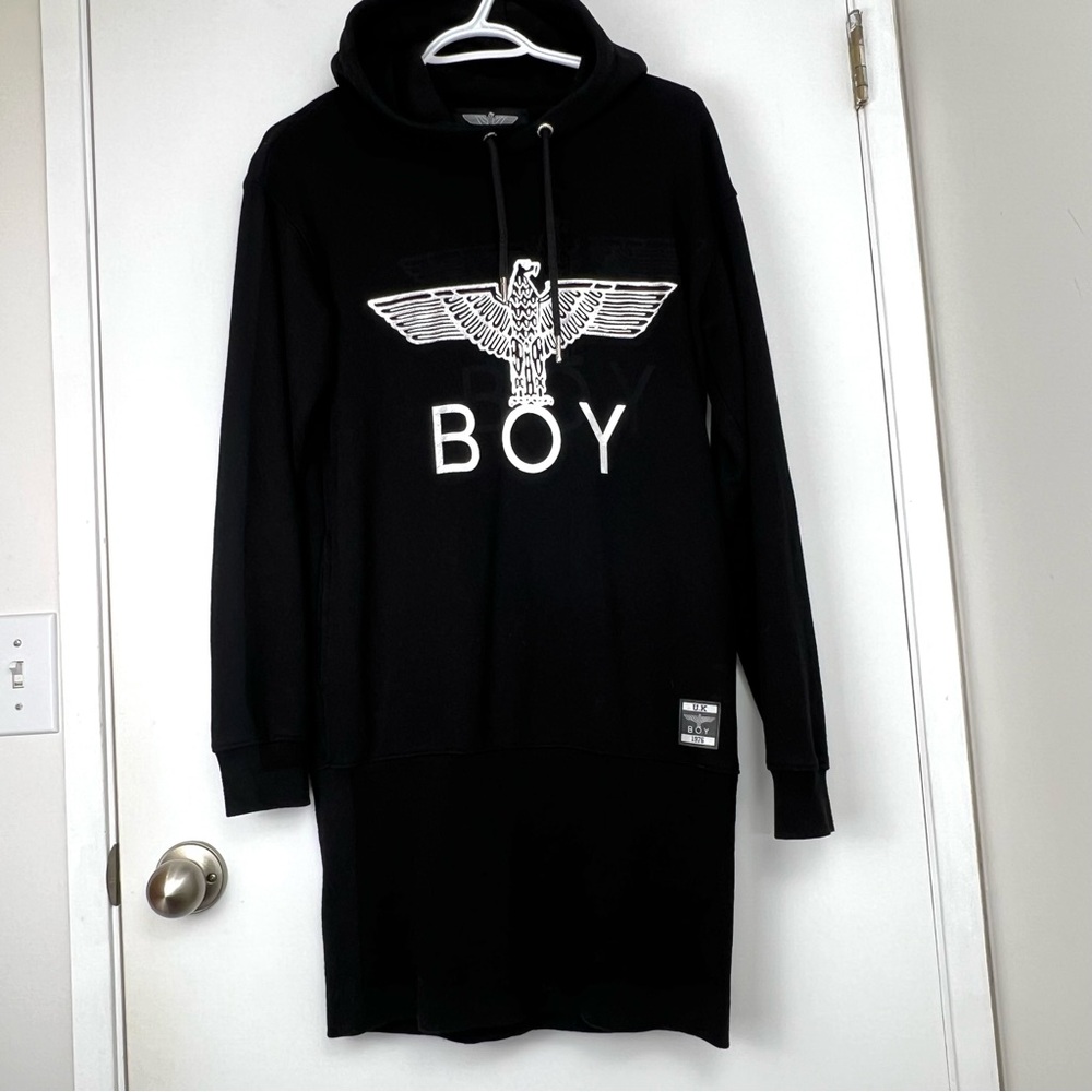 Boy London Hoodie Silver Graphic Dress S Black/Silver Athleisure Streetwear